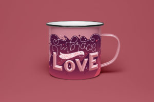 inspirational lettering artwork womaze cup mockup