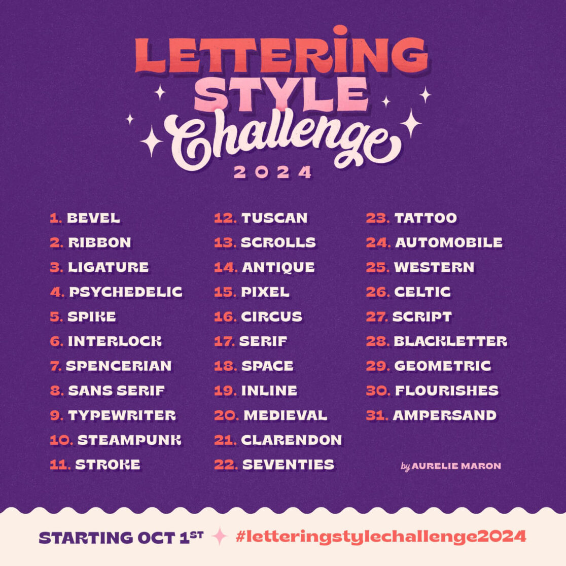 31 Days of Lettering Style Challenge 2024 Inspired by Games
