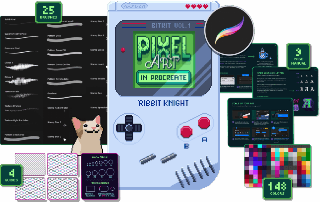 Pixel Art Toolkit for Procreate Content Pixel Art Toolkit for Procreate Content