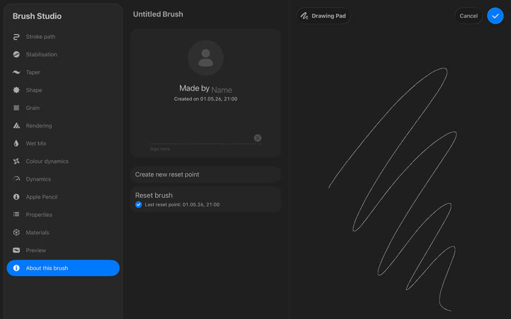 Procreate About this Brush Settings for Pixel Art Brush